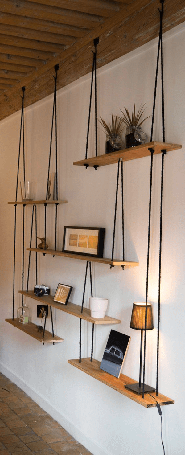 Etagère-Balançoire, Suspension en macramé , planche en bois, étagère en  bois -  Canada